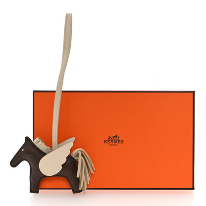 Hermes Milo Lambskin Grigri Rodeo Pegase Horse Bag Charm PM Chocolat Craie 5 of 5