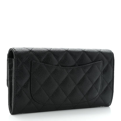 Chanel Caviar Quilted Large Gusset Flap Wallet Black 3 of 10