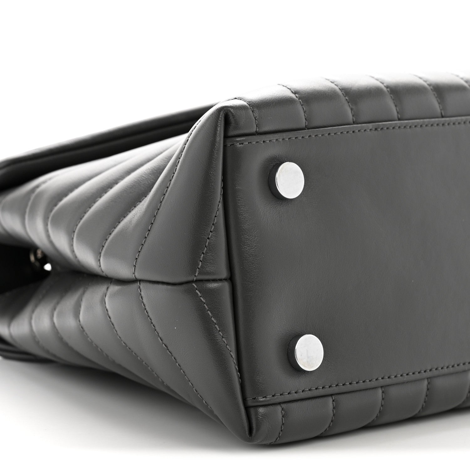 Saint Laurent Calfskin Y Quilted Monogram Medium LouLou Satchel Storm 9 of 13