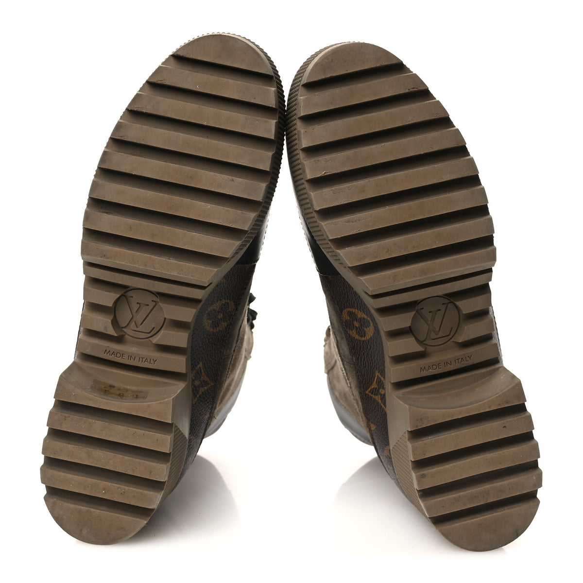Suede Calfskin Monogram Laureate Platform Desert Boots 39.5 Taupe