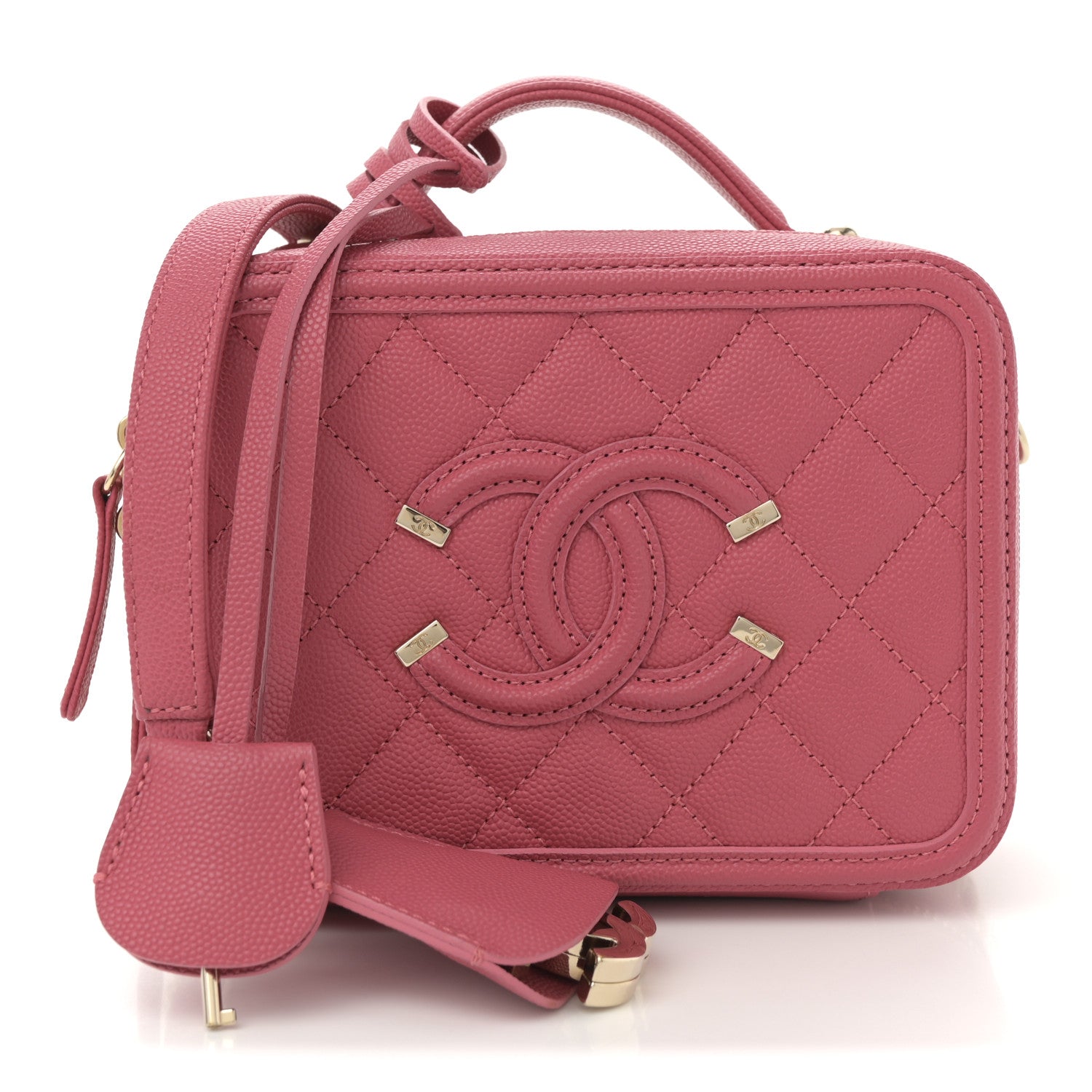 Chanel Caviar Quilted Small CC Filigree Vanity Case Rose 1 of 11