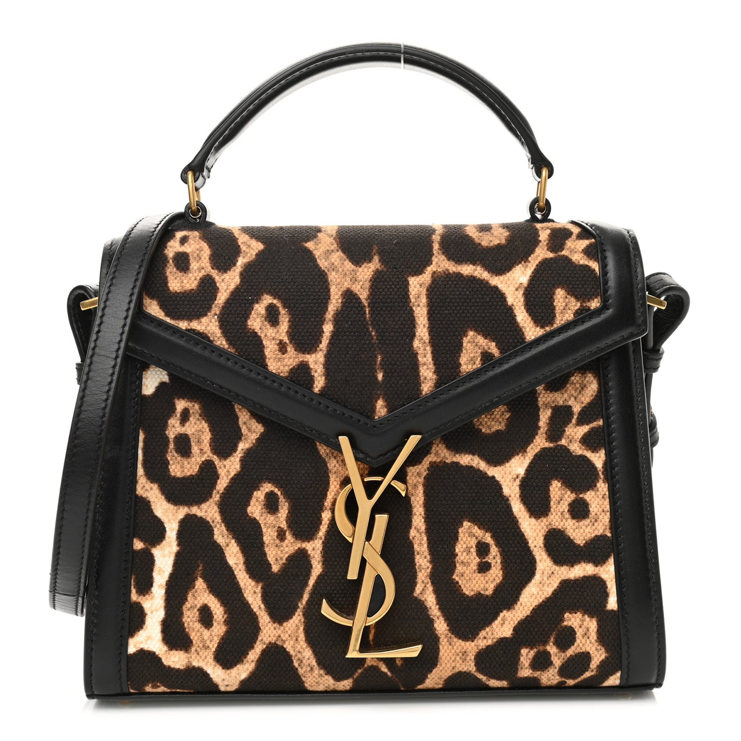 Canvas Leopard Print Mini Classic Monogram Cassandra Top Handle Black