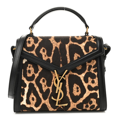 Saint Laurent Canvas Leopard Print Mini Classic Monogram Cassandra Top Handle Black 1 of 12