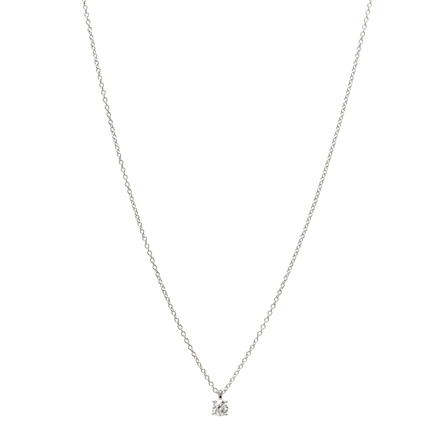 Tiffany Platinum Diamond .20ct Solitaire Pendant Necklace 1 of 6