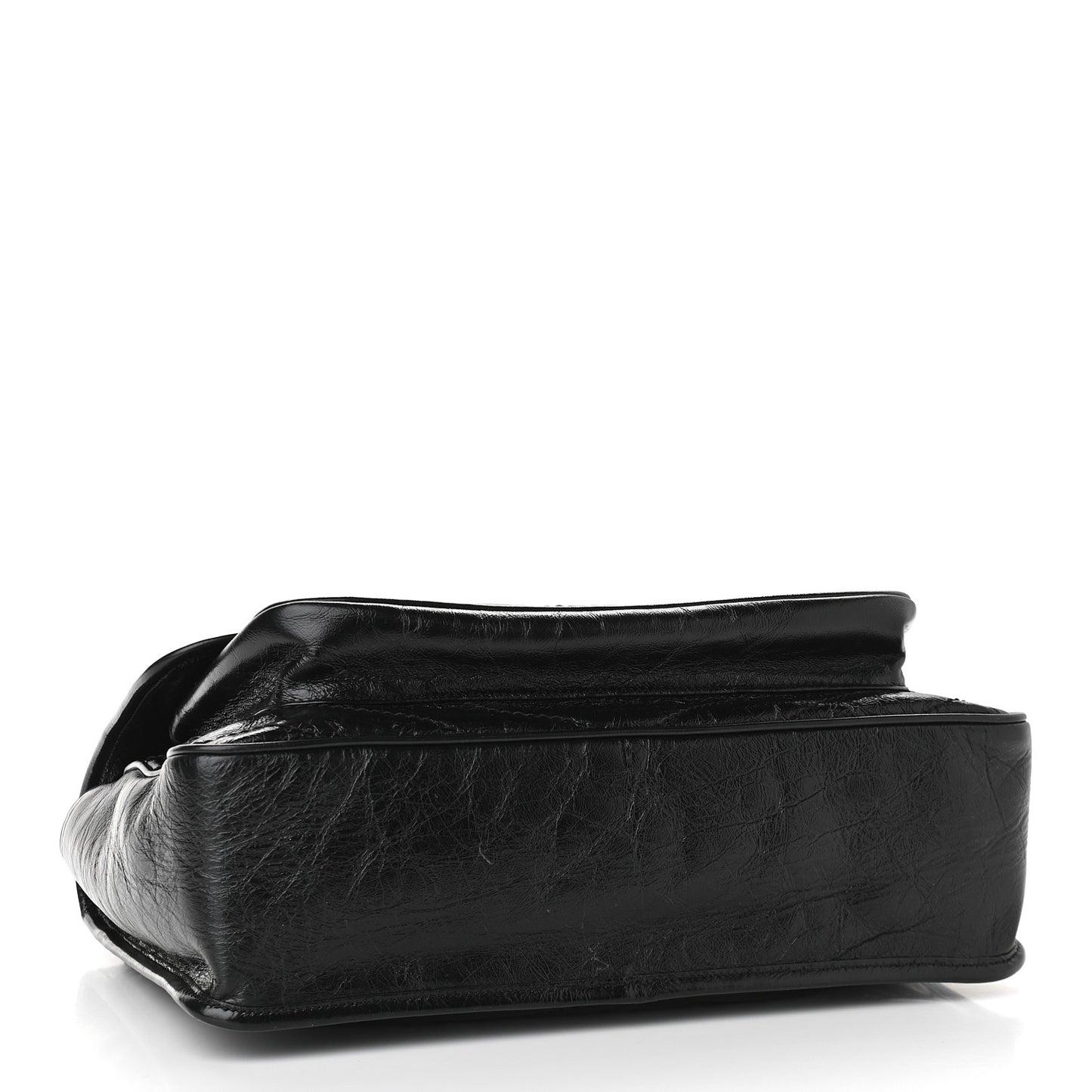 Crinkled Calfskin Matelasse Monogram Large Niki Chain Satchel Black