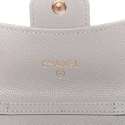 Chanel Caviar Quilted Flap Card Holder On Chain Grey 8 of 11