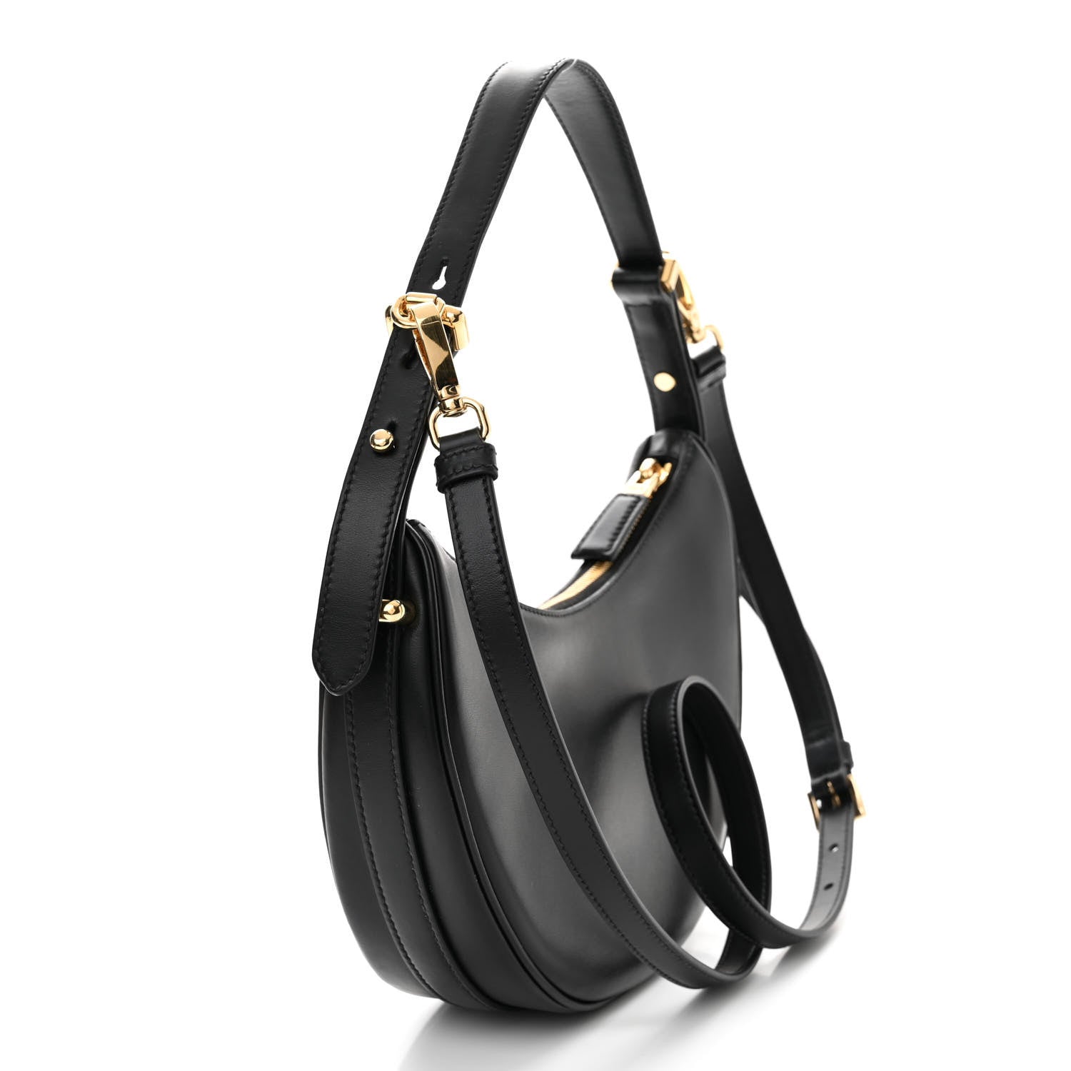 Prada Soft Calfskin Arque Shoulder Bag Black 3 of 11