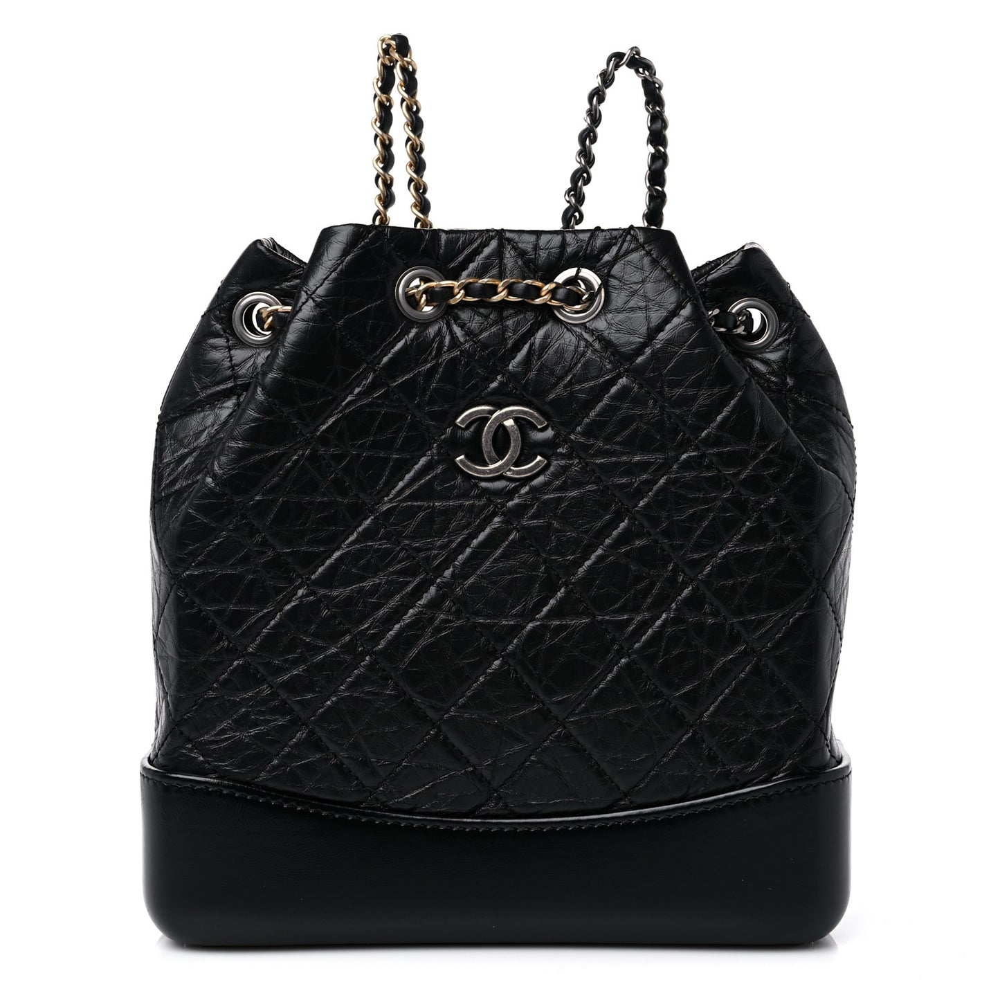 Aged Calfskin Quilted Small Gabrielle Backpack Black