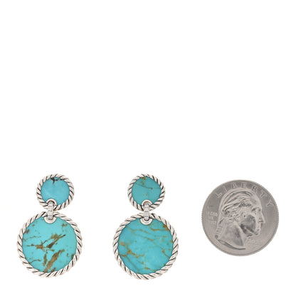 David Yurman Sterling Silver Diamond Turquoise Elements Double Drop Earrings 2 of 5