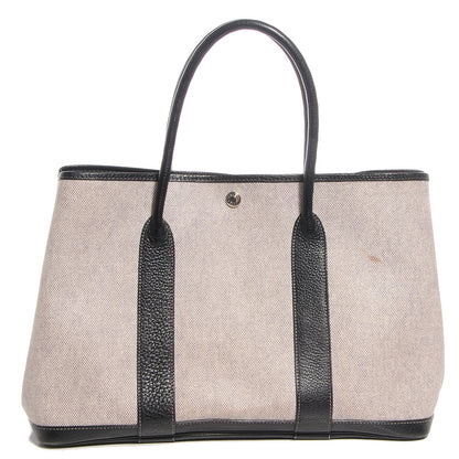 Hermes Toile Leather Garden Party 36 MM Tote Black 1 of 10