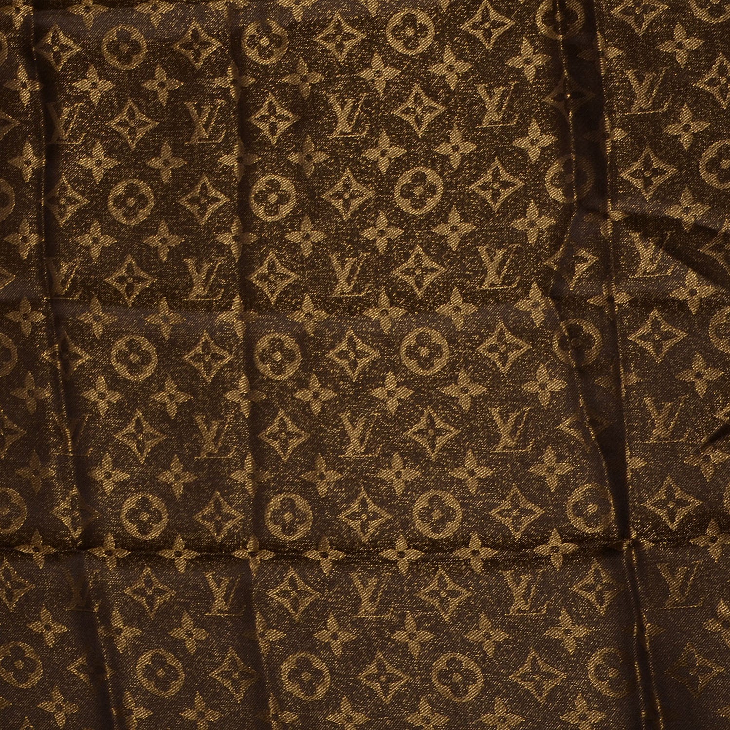 Louis Vuitton Silk Lurex Wool Monogram Shine Shawl Brown 1 of 5