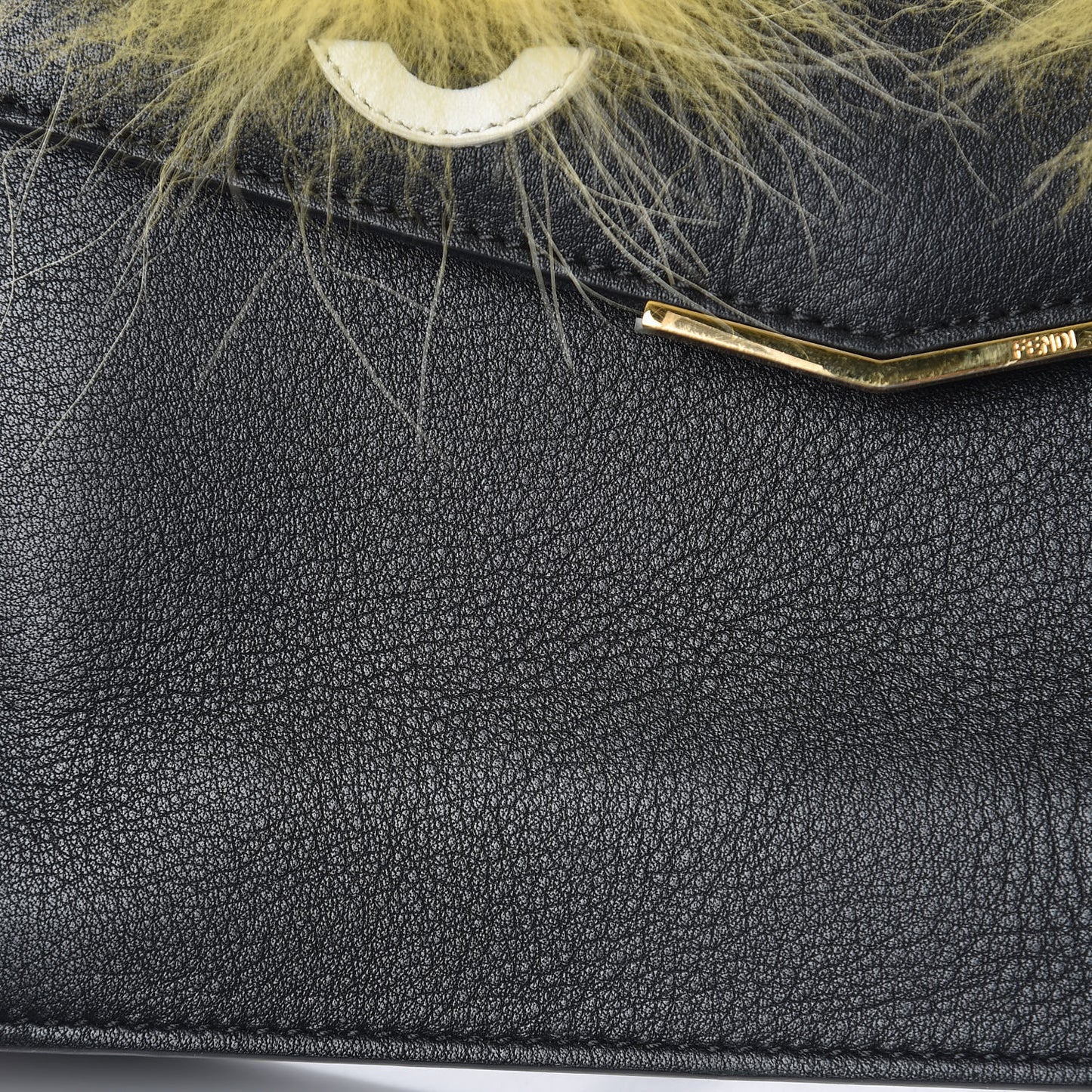 Vitello Dolce Fox Fur Monster Eyes Mini 2Jours Pouch Black Yellow