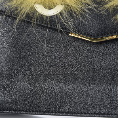 Fendi Vitello Dolce Fox Fur Monster Eyes Mini 2Jours Pouch Black Yellow 14 of 21