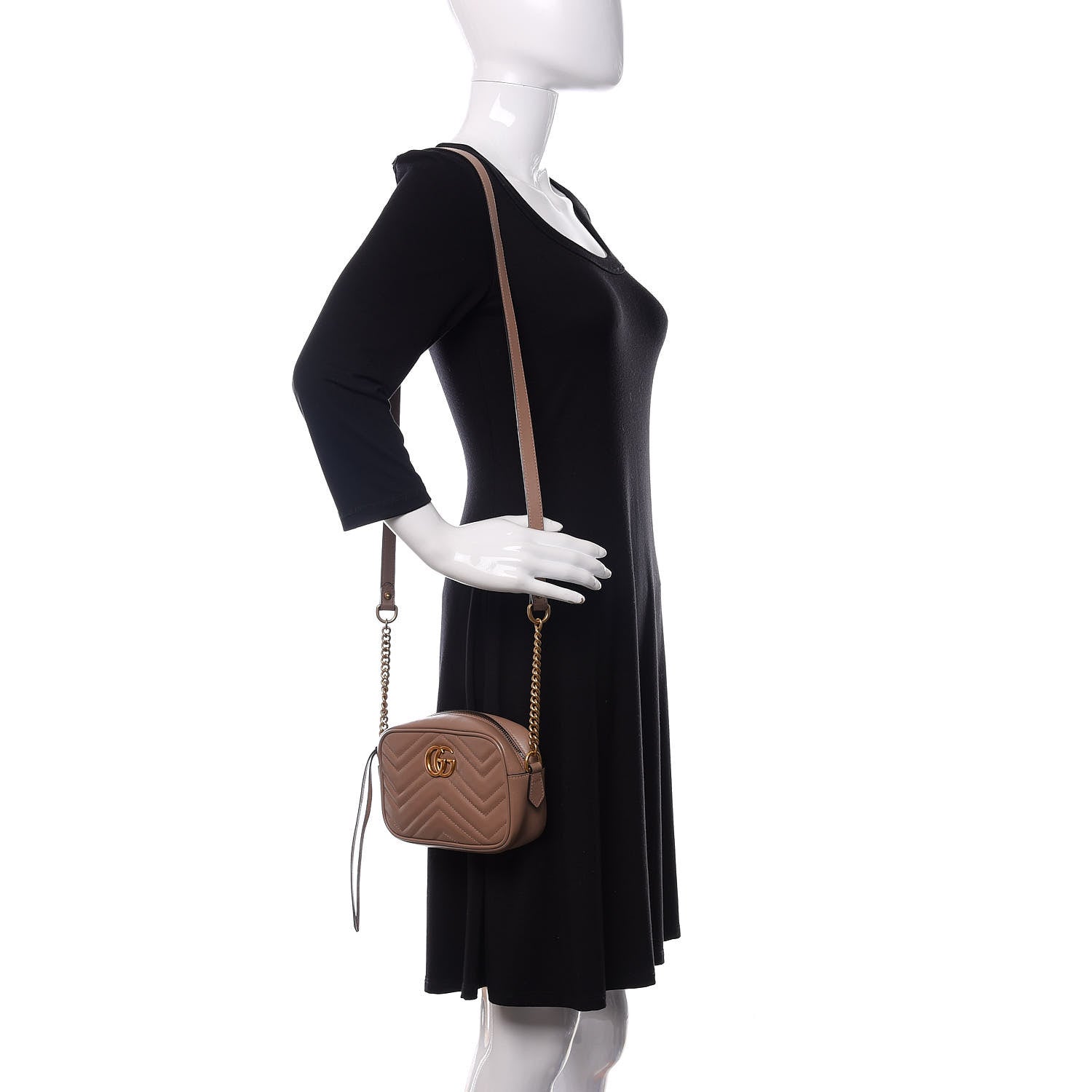 Gucci Calfskin Matelasse Mini GG Marmont Chain Shoulder Bag Porcelain Rose 2 of 15