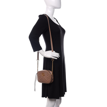 Gucci Calfskin Matelasse Mini GG Marmont Chain Shoulder Bag Porcelain Rose 2 of 15