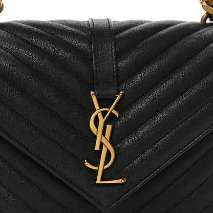Saint Laurent Sheepskin Matelasse Chevron Monogram Medium College Bag Black 8 of 11