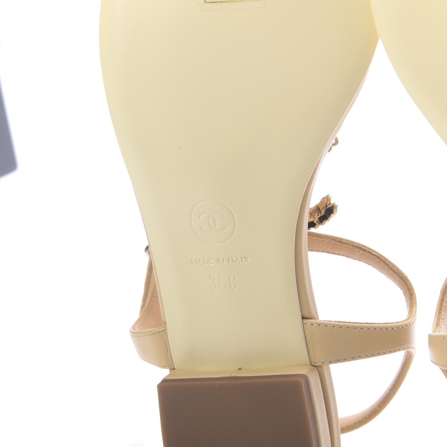 Chanel Lambskin CC Chain Thong Sandals 36 Beige 8 of 10