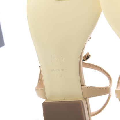 Chanel Lambskin CC Chain Thong Sandals 36 Beige 8 of 10