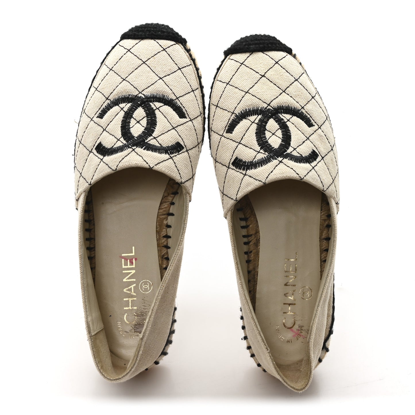 Fabric Biarritz CC Espadrilles 38 Beige Black