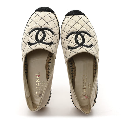 Chanel Fabric Biarritz CC Espadrilles 38 Beige Black 2 of 10