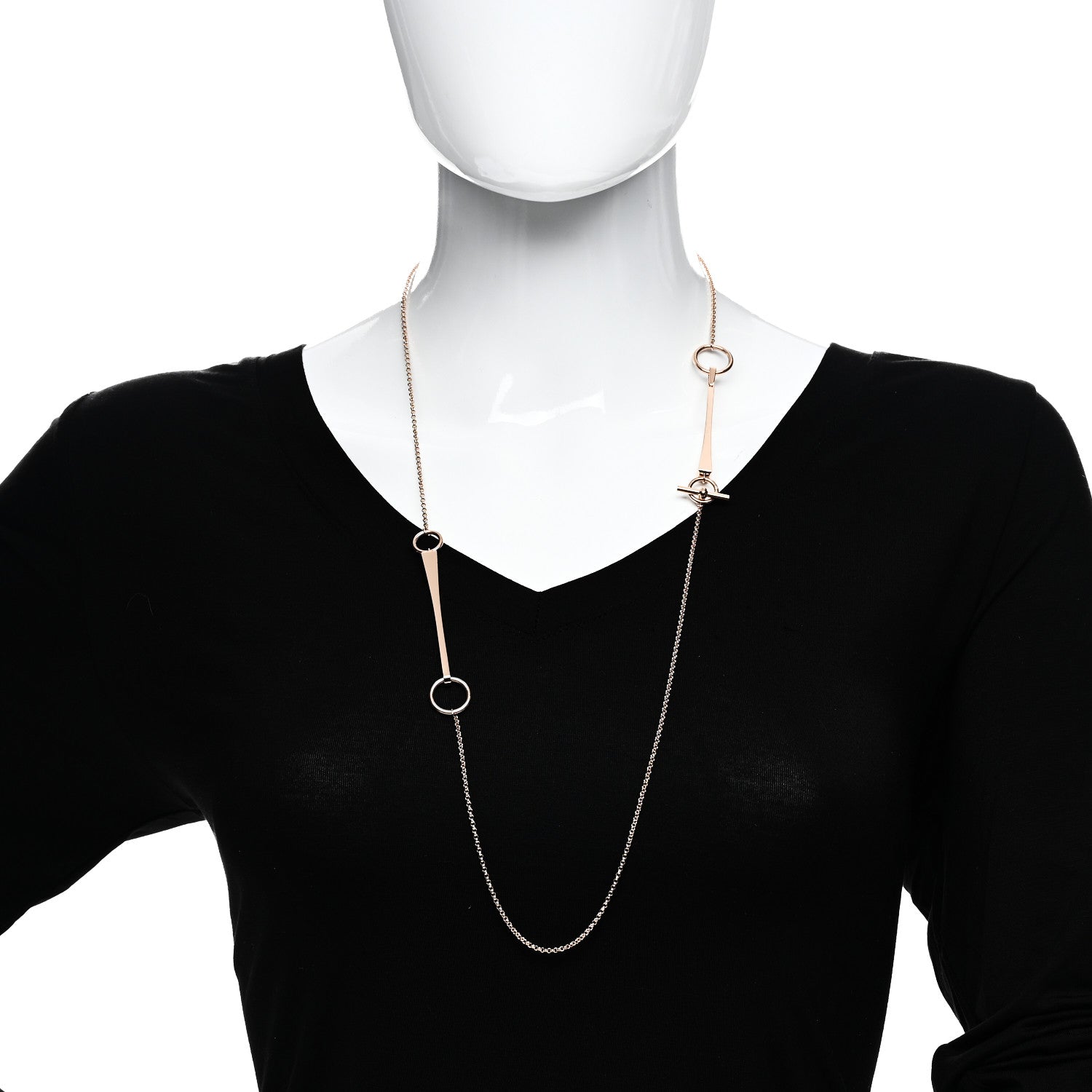 Hermes 18K Rose Gold Clou de Forge Long Necklace 2 of 5