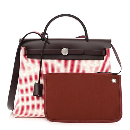 Hermes Criss Viking Vache Hunter Herbag Zip Retourne 31 PM Ecru Brique Anemone Rouge Sellier 1 of 12