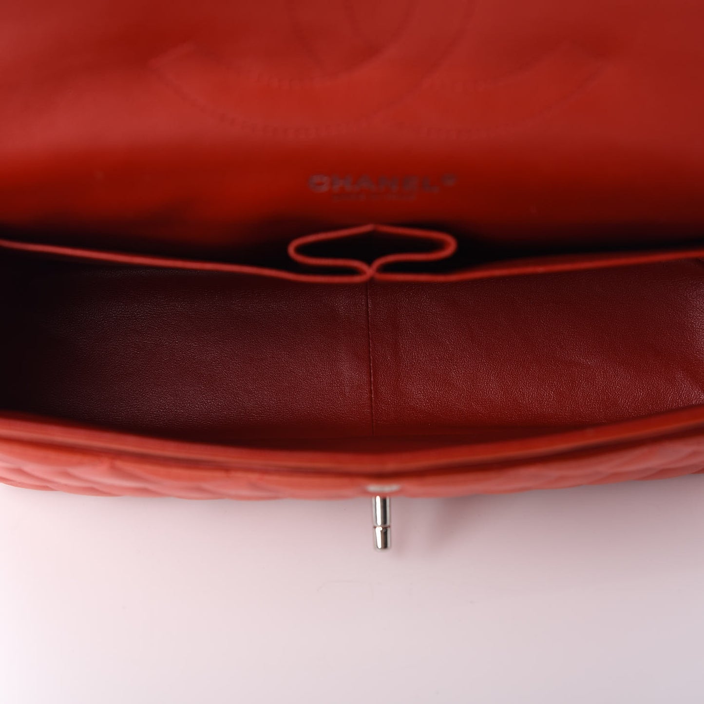 Lambskin Quilted Jumbo Double Flap Red