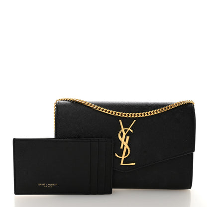 Saint Laurent Grain de Poudre Uptown Chain Wallet Black 3 of 11