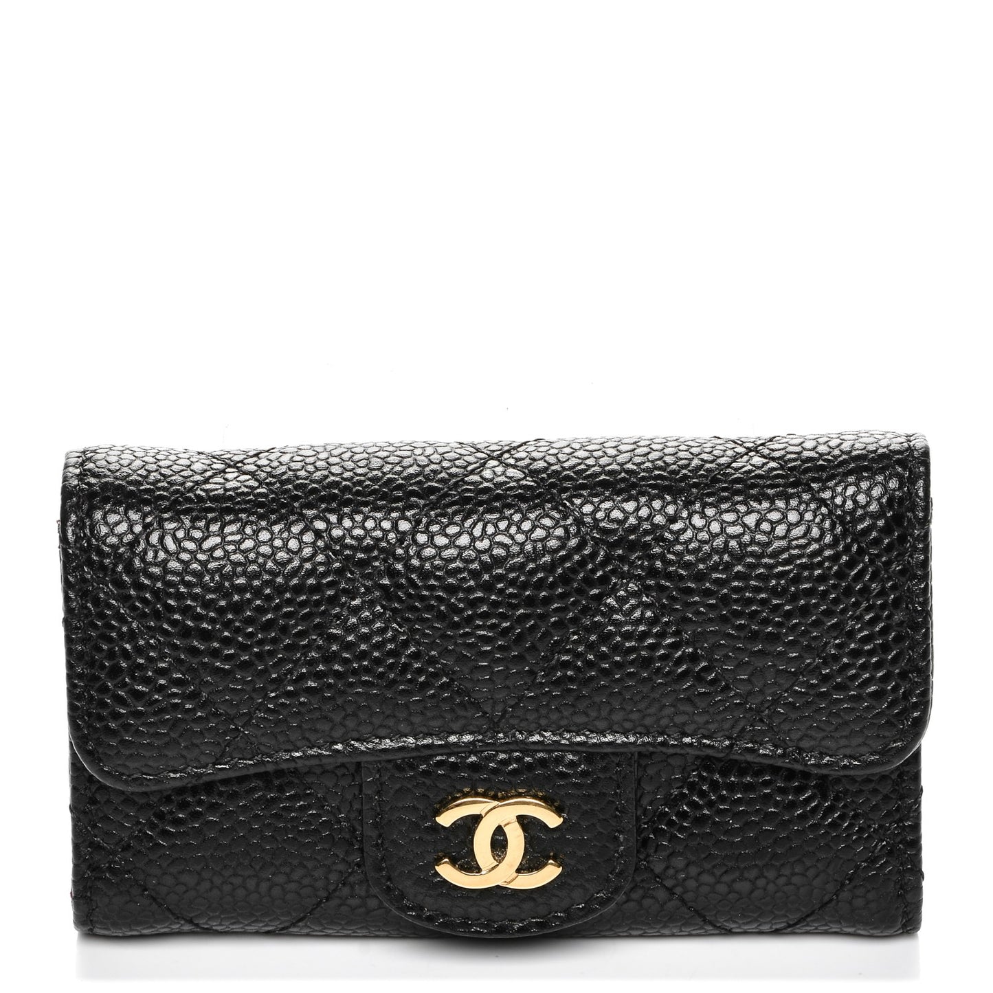 Caviar Quilted 6 Key Holder Black