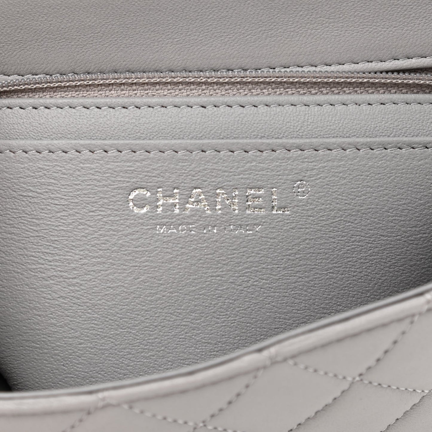 Lambskin Quilted Mini Rectangular Flap Grey