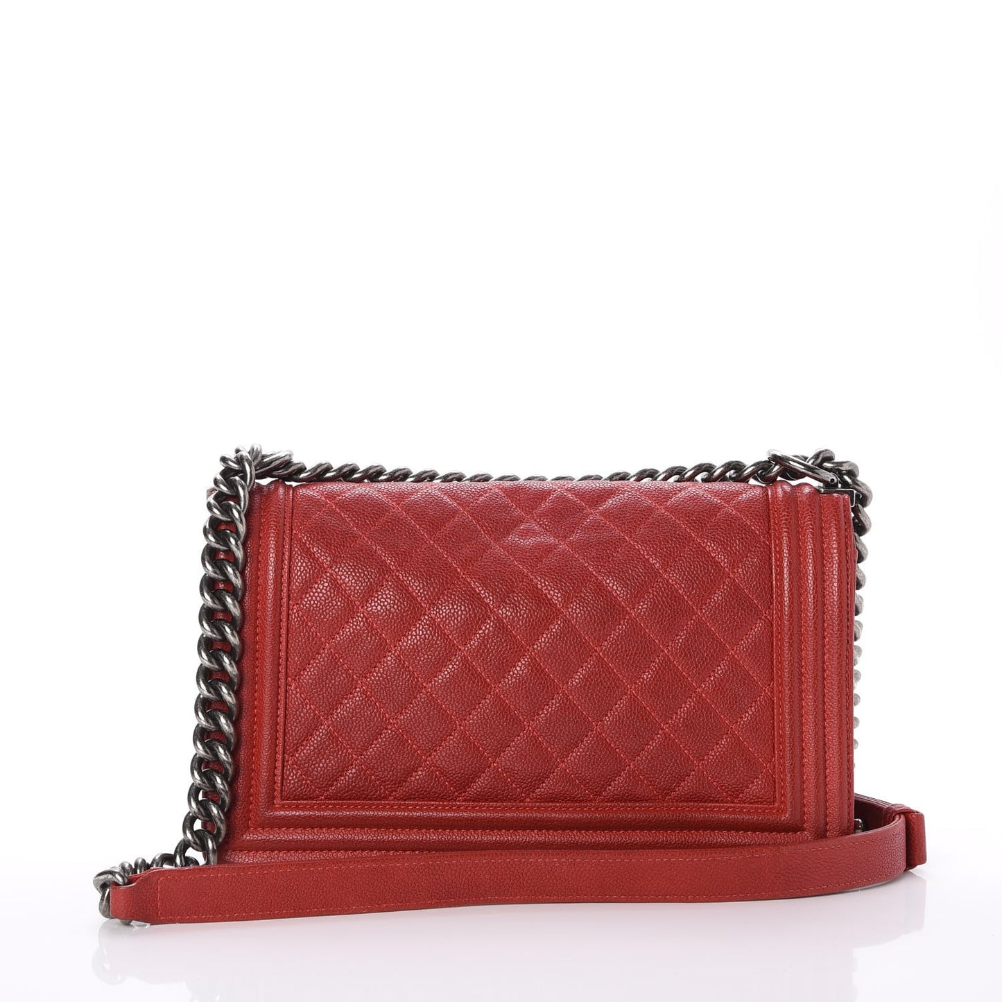 Caviar Quilted Medium Boy Flap Red