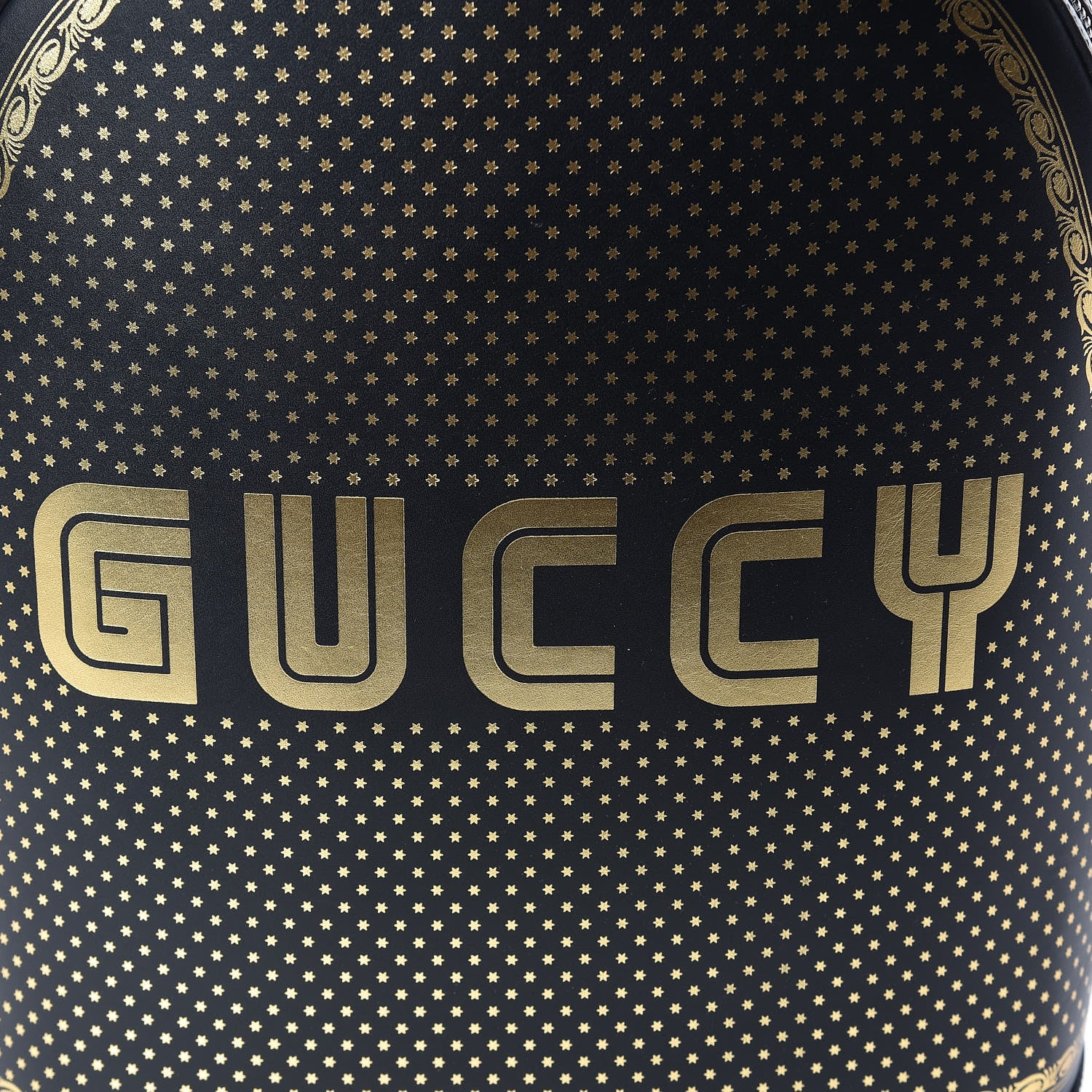 Gucci X SEGA Calfskin GUCCY Stars Dome Backpack Black Gold 8 of 10