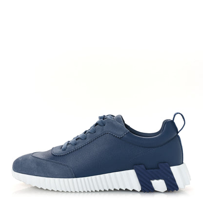Hermes Sport Goatskin Suede Goatskin Womens Bouncing Sneakers 40 Bleu Mer 1 of 11