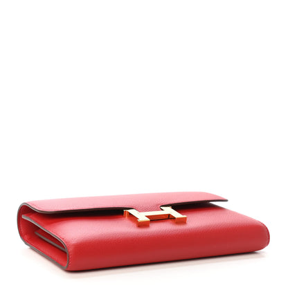 Hermes Evercolor Constance Long Wallet Rouge Casaque 3 of 4