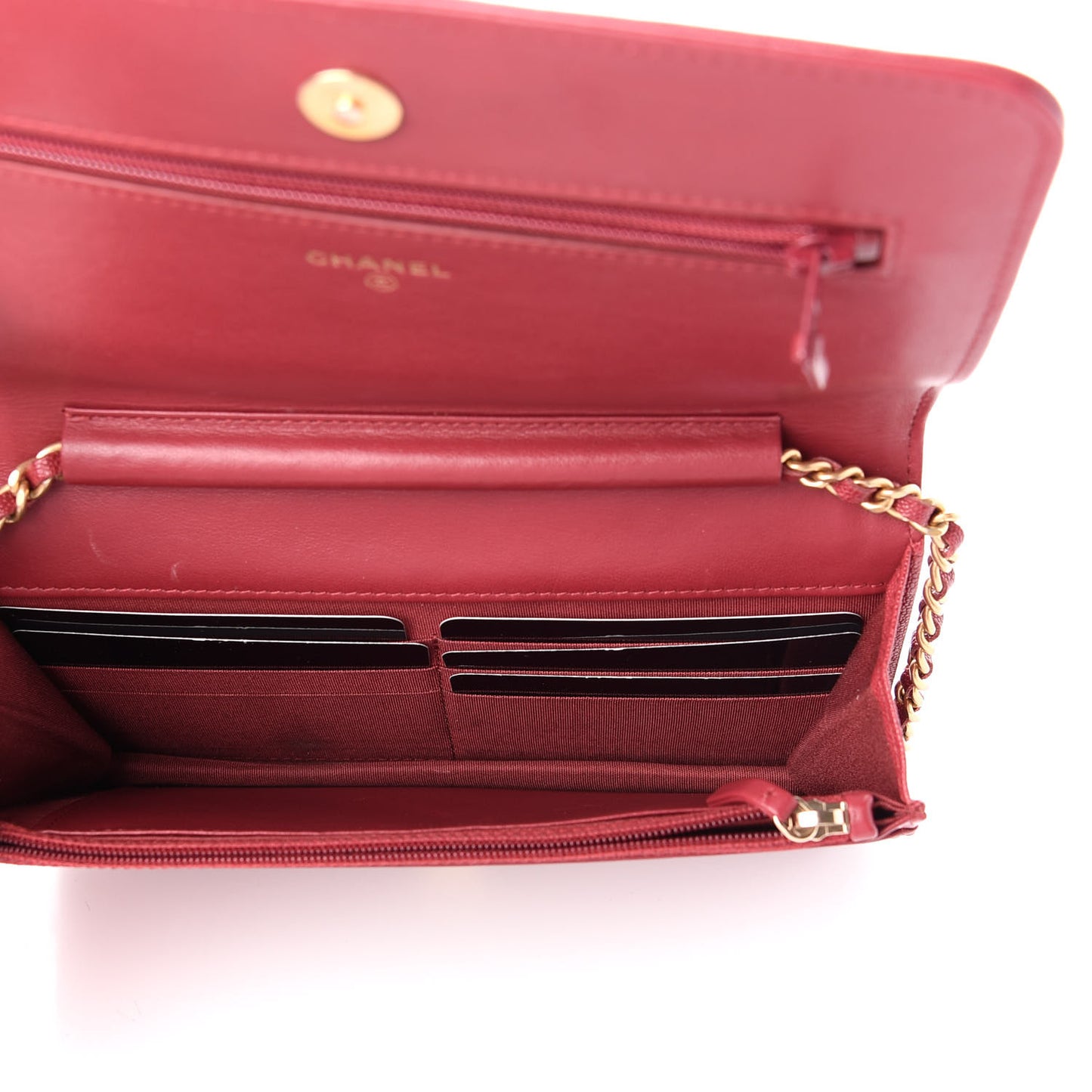 Caviar Quilted Boy Wallet On Chain WOC Red