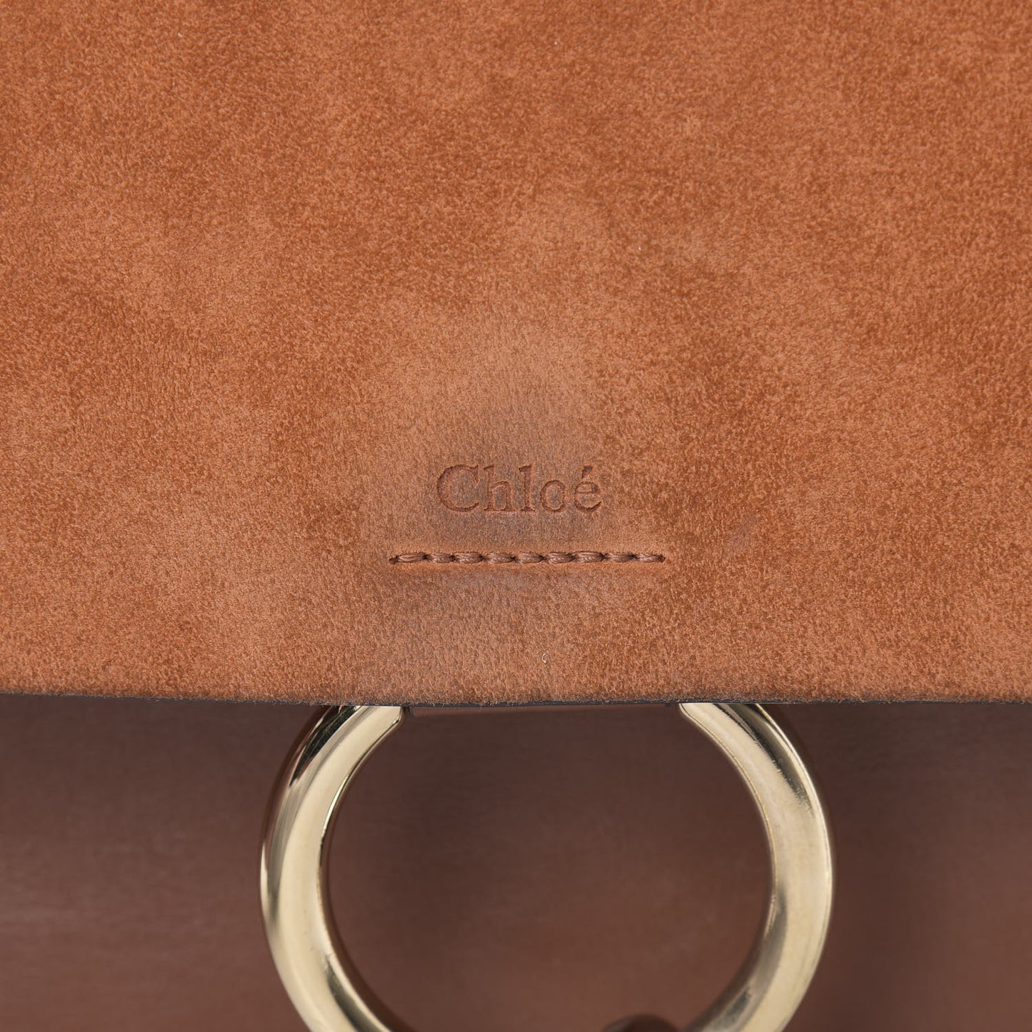 Suede Calfskin Medium Faye Shoulder Bag Tobacco