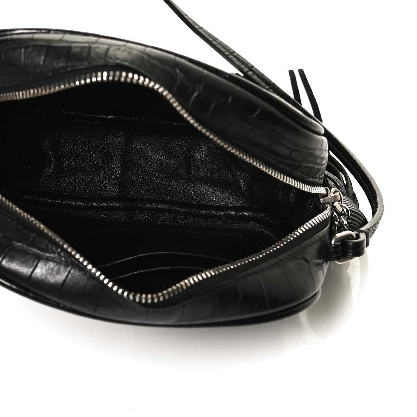 Calfskin Crocodile Embossed Monogram Blogger Bag Black