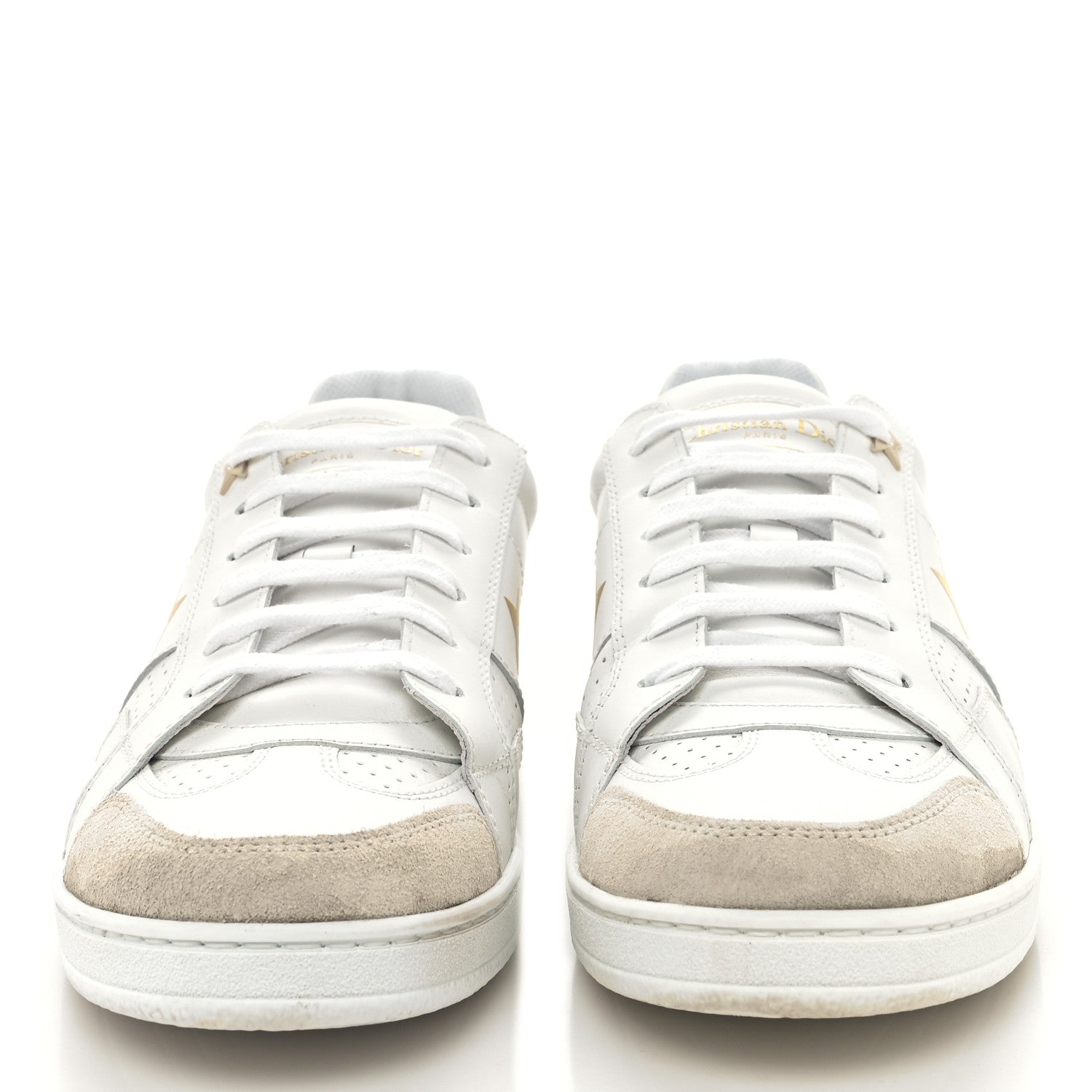 Christian Dior Calfskin Suede Dior Star Low Top Sneakers 38.5 White Gold 2 of 10