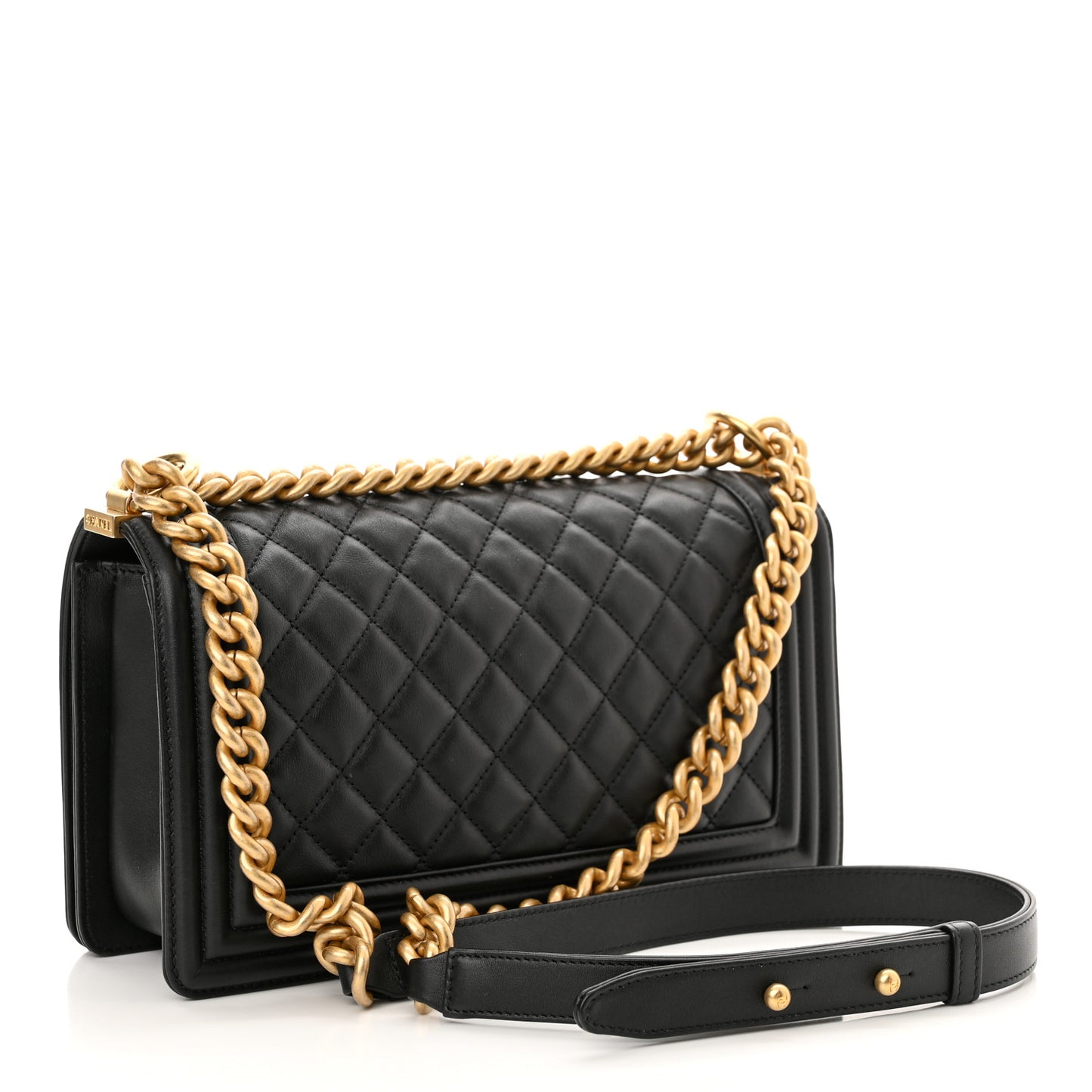Lambskin Quilted Medium Boy Flap Black
