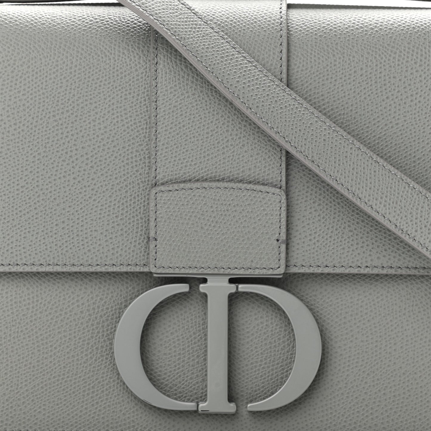 Ultra Matte Grained Calfskin 30 Montaigne Flap Bag Grey