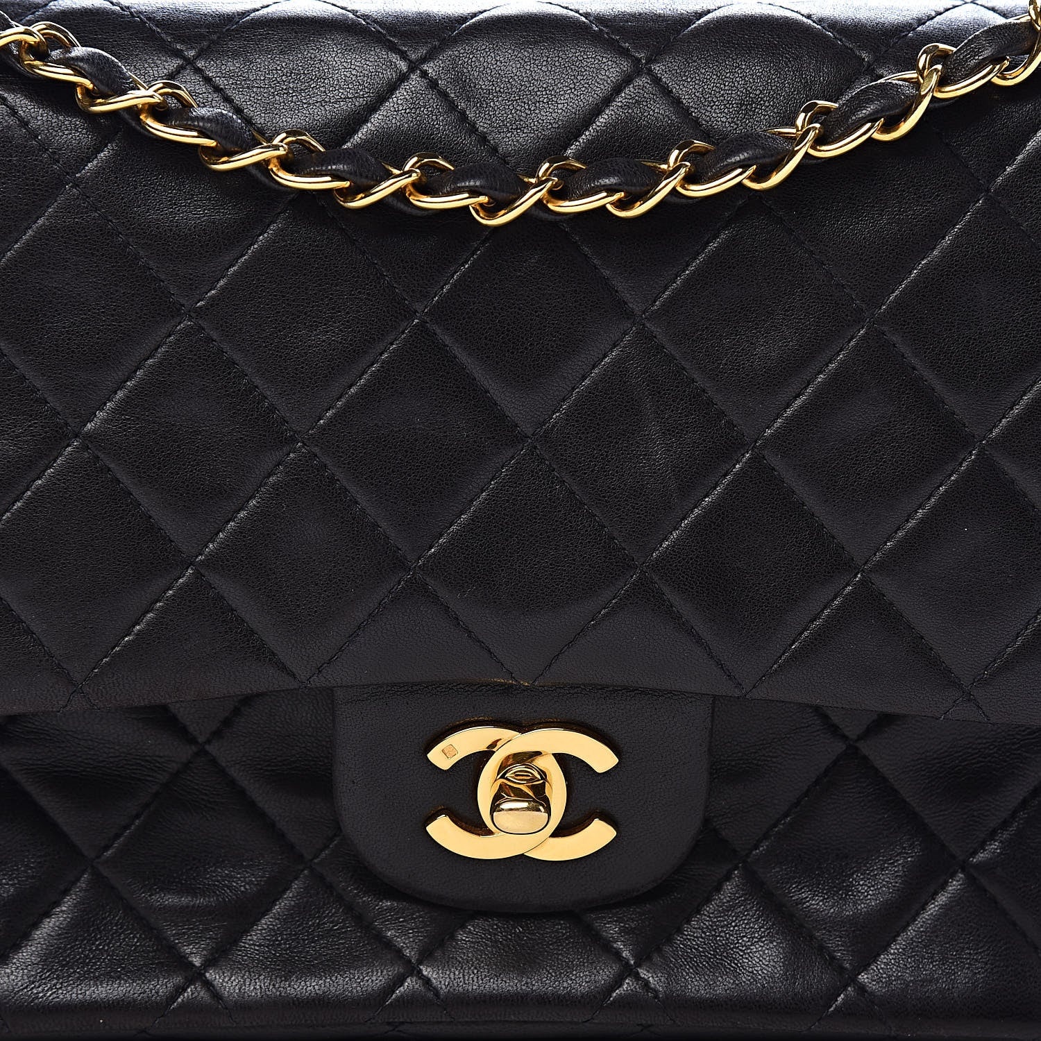 Chanel Lambskin Quilted Medium Double Flap Black 15 of 15