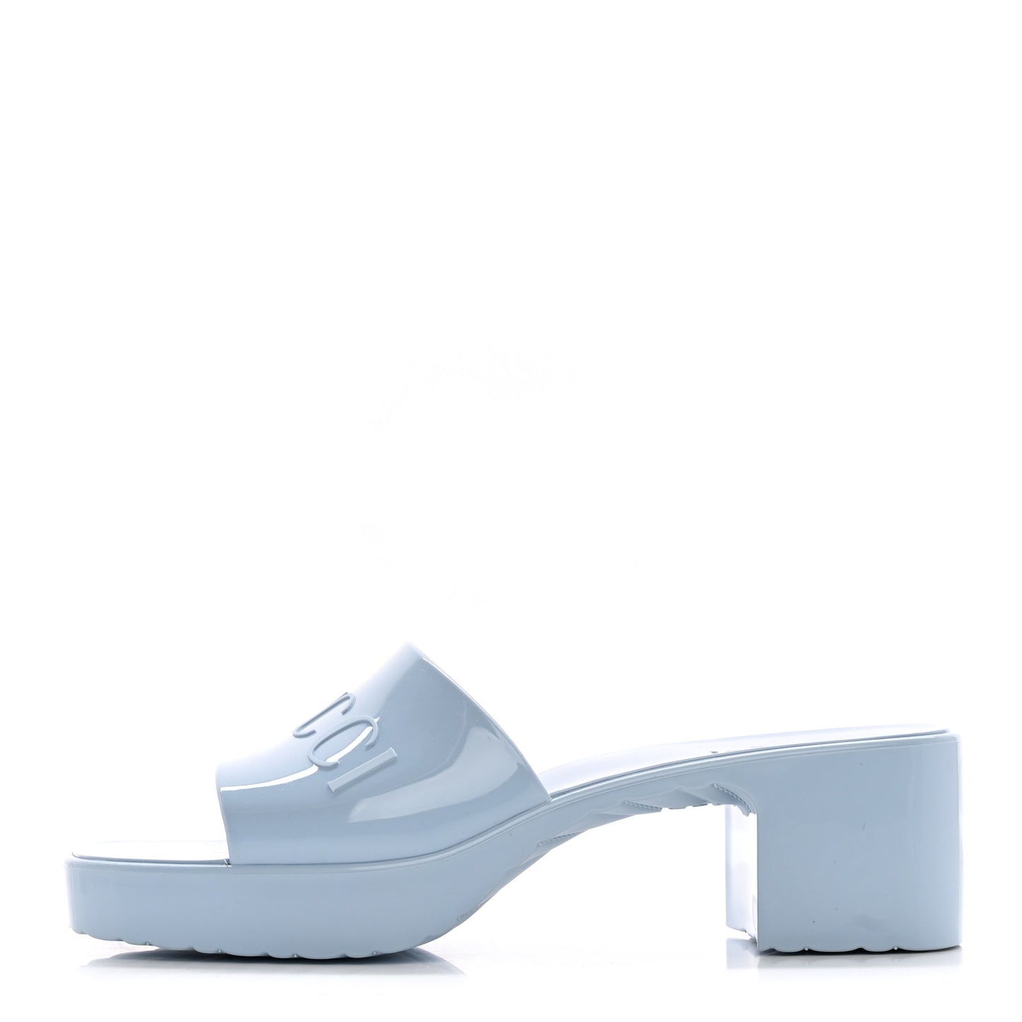 Rubber Gucci Logo Womens Platform 20/60mm Slide Sandals 37 Porcelain Light Blue