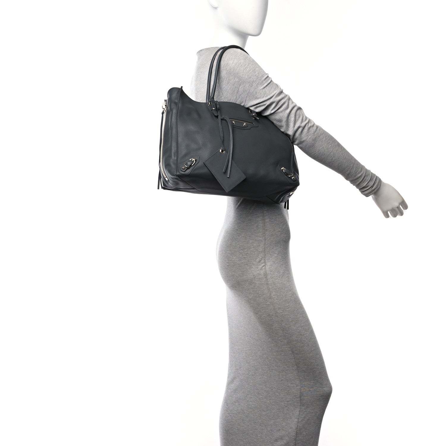 Balenciaga Veau Papier B4 Zip Around Tote Gris Fossile 2 of 12