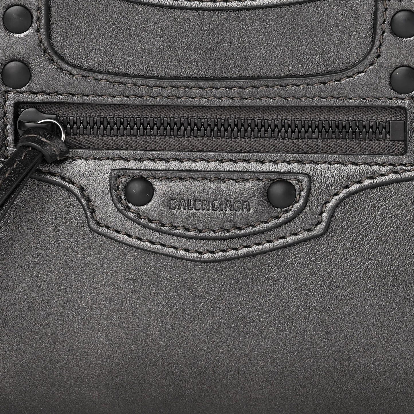 Smooth Calfskin Neo Classic Black Hardware Mini City Gunmetal