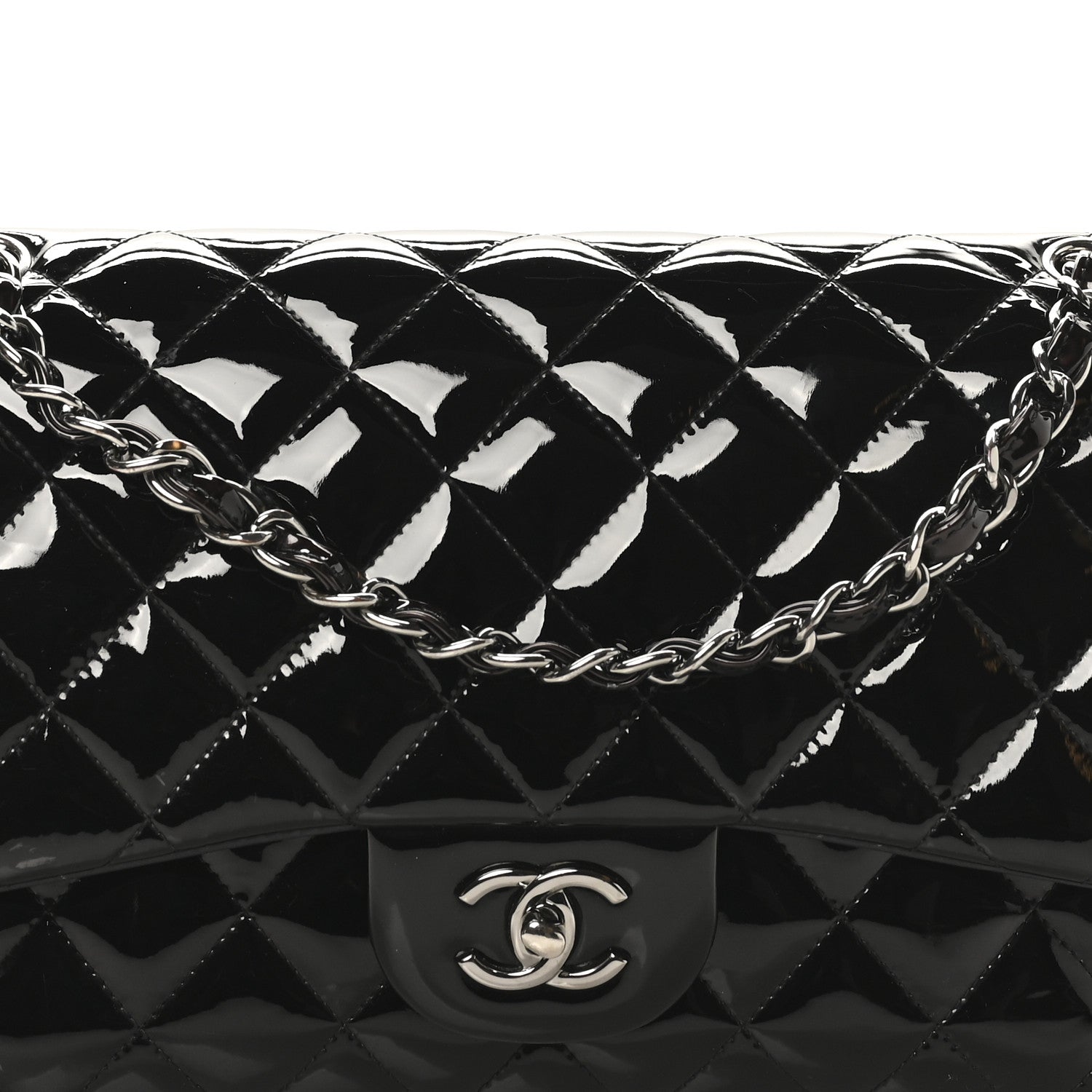 Chanel Patent Quilted Jumbo Double Flap Black 8 of 10