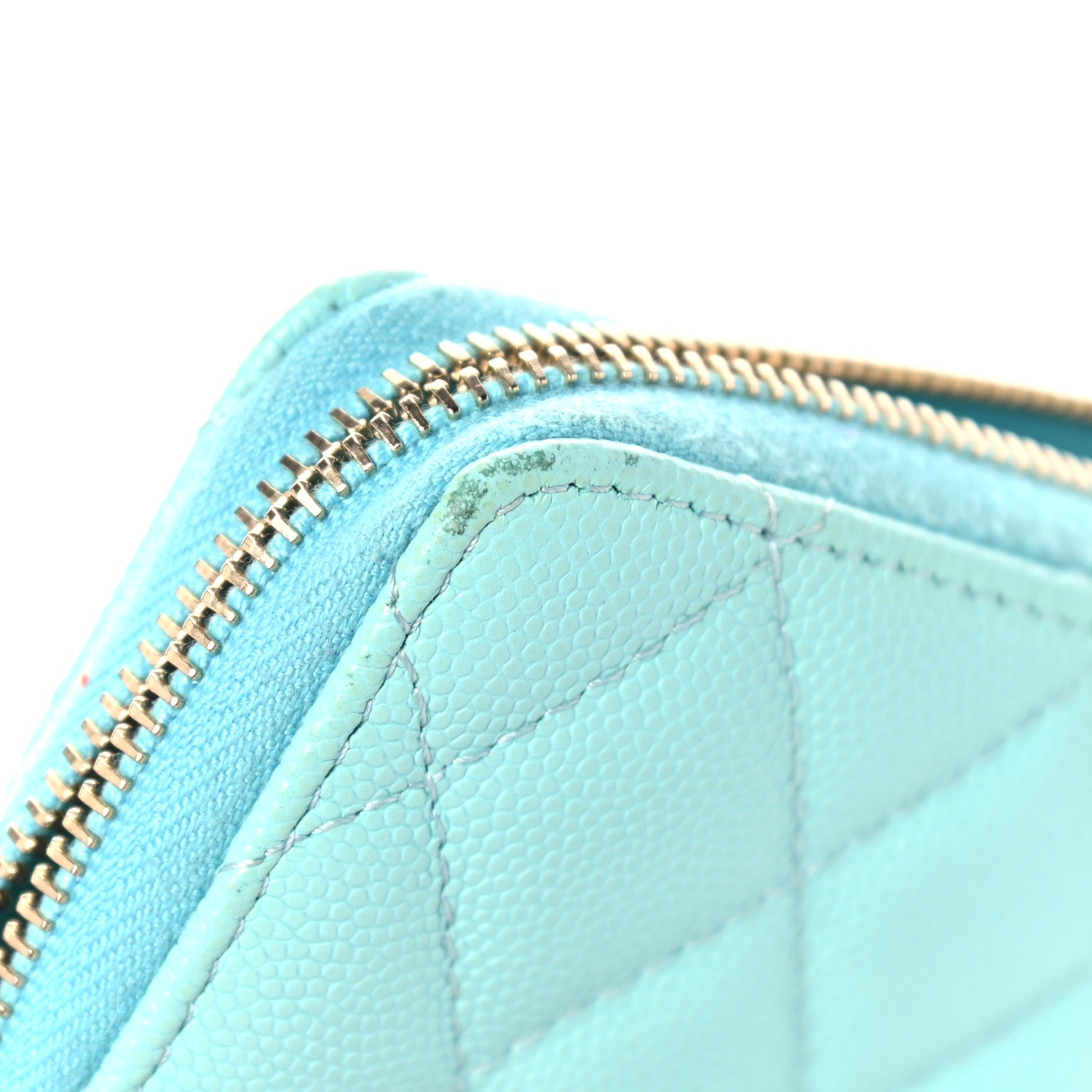 Chanel Caviar Quilted Zip Coin Purse Light Blue 18 of 19