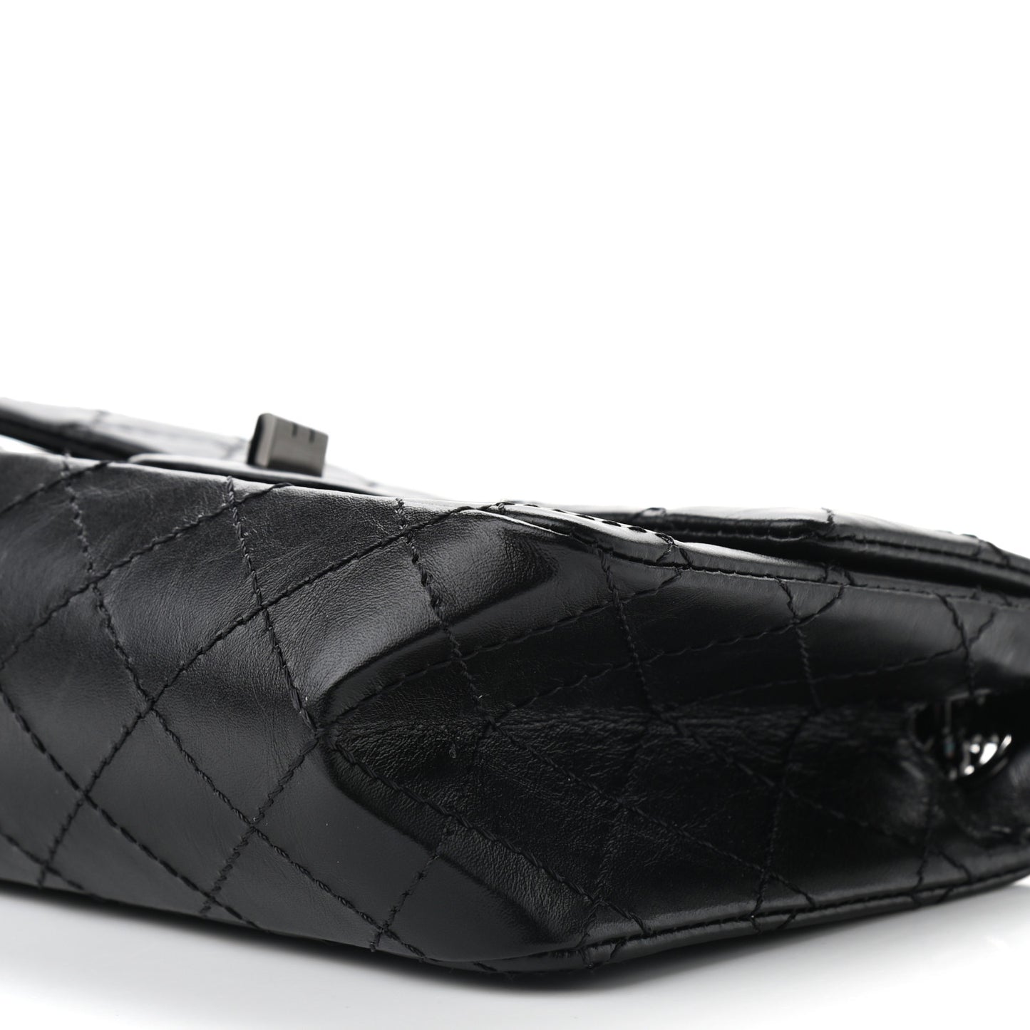 Aged Calfskin Quilted 2.55 Reissue Mini Flap So Black