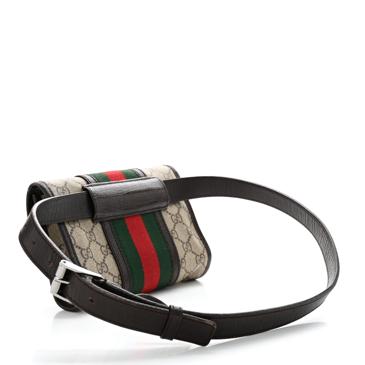 GG Monogram Plus Web Belt Bag Dark Brown