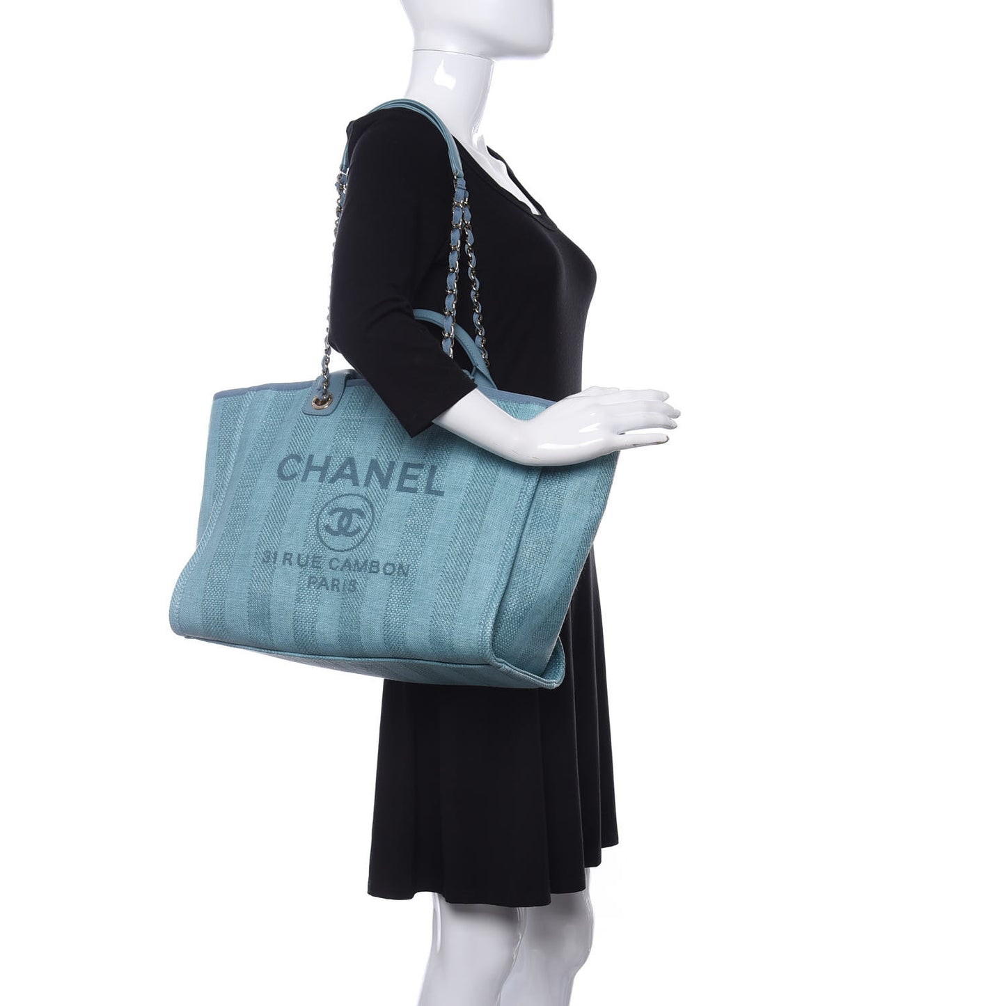 Mixed Fibers Striped Medium Deauville Tote Blue