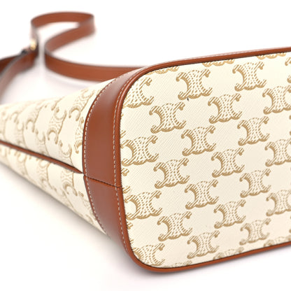 Celine Triomphe Canvas Calfskin Small Bucket Bag White 8 of 9